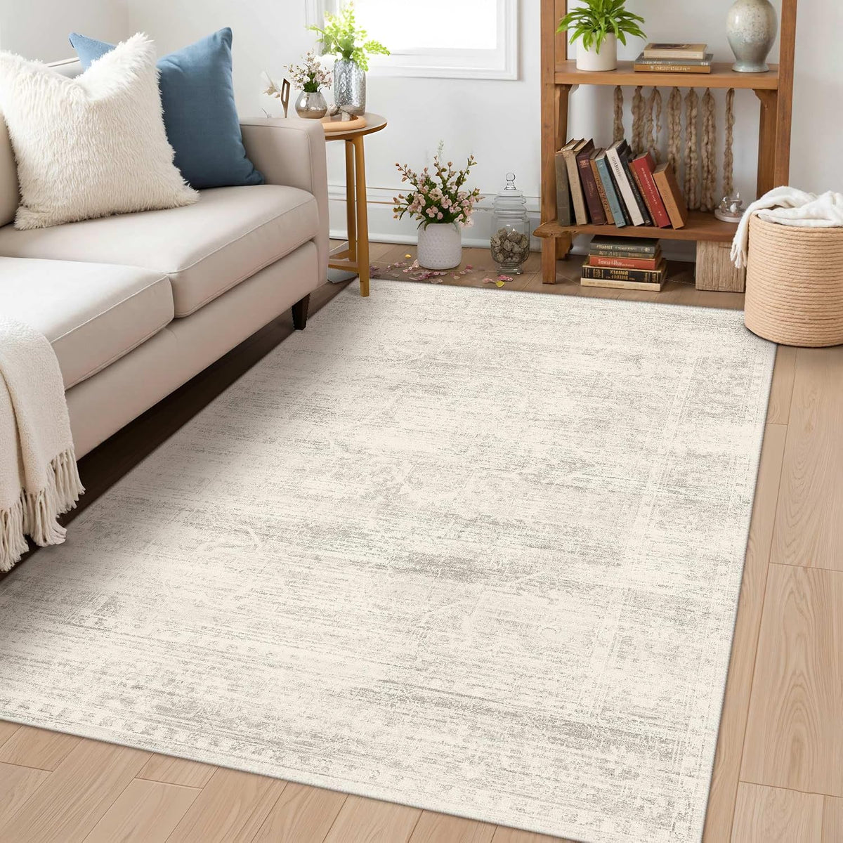 Washable Entryway Rug, Ivory Area Rugs