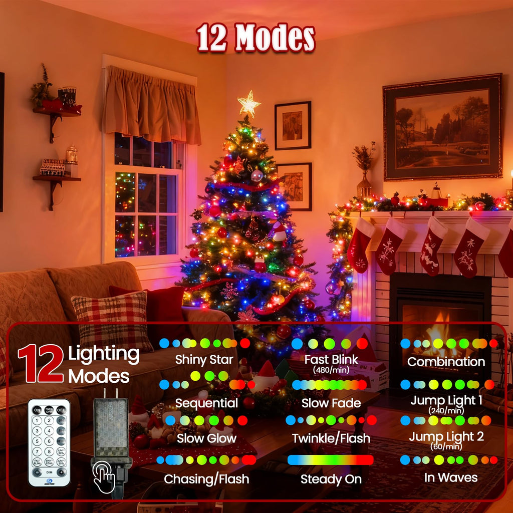 Voice Control 88Ft Christmas String Lights with Remote, Multicolor