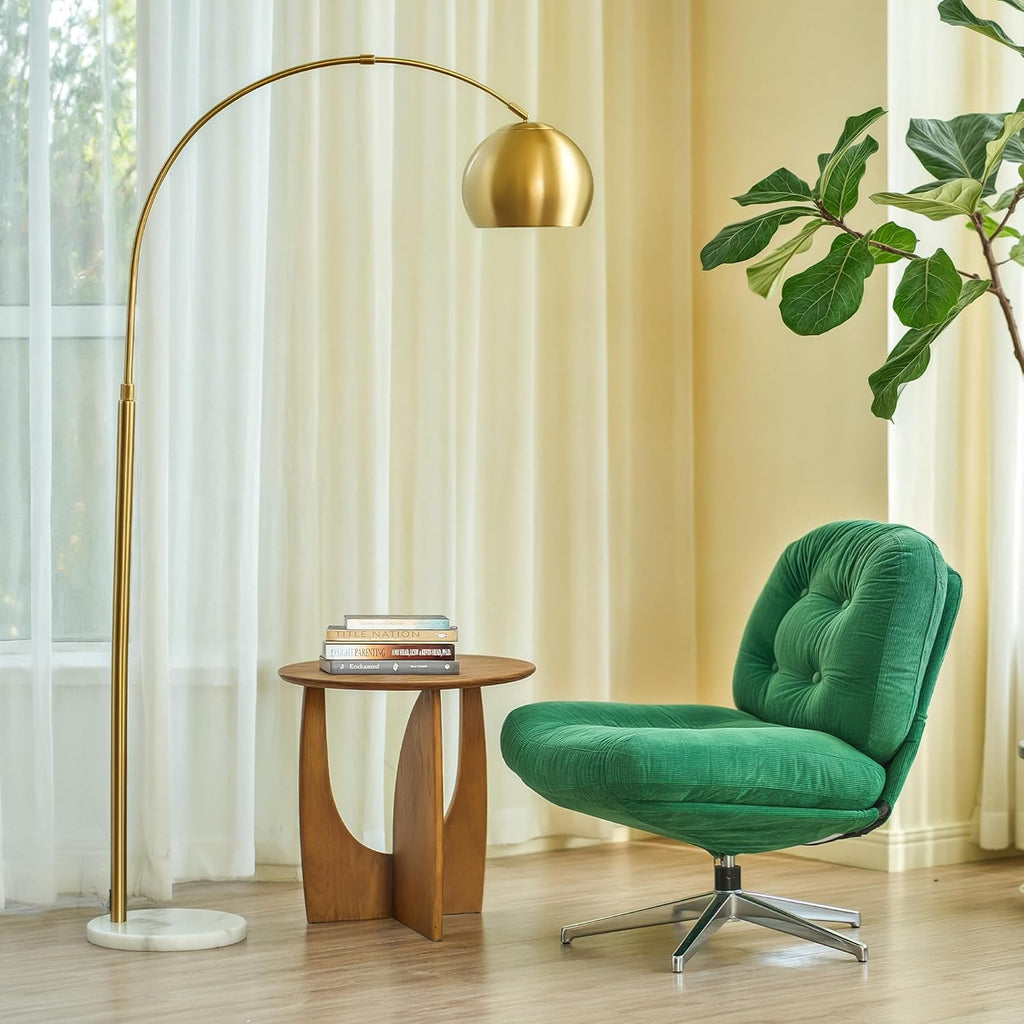 69" Modern Arc Floor Lamp, Gold Standing Light with Adjustable Metal Shade and Marble Base, LED Bulb Included