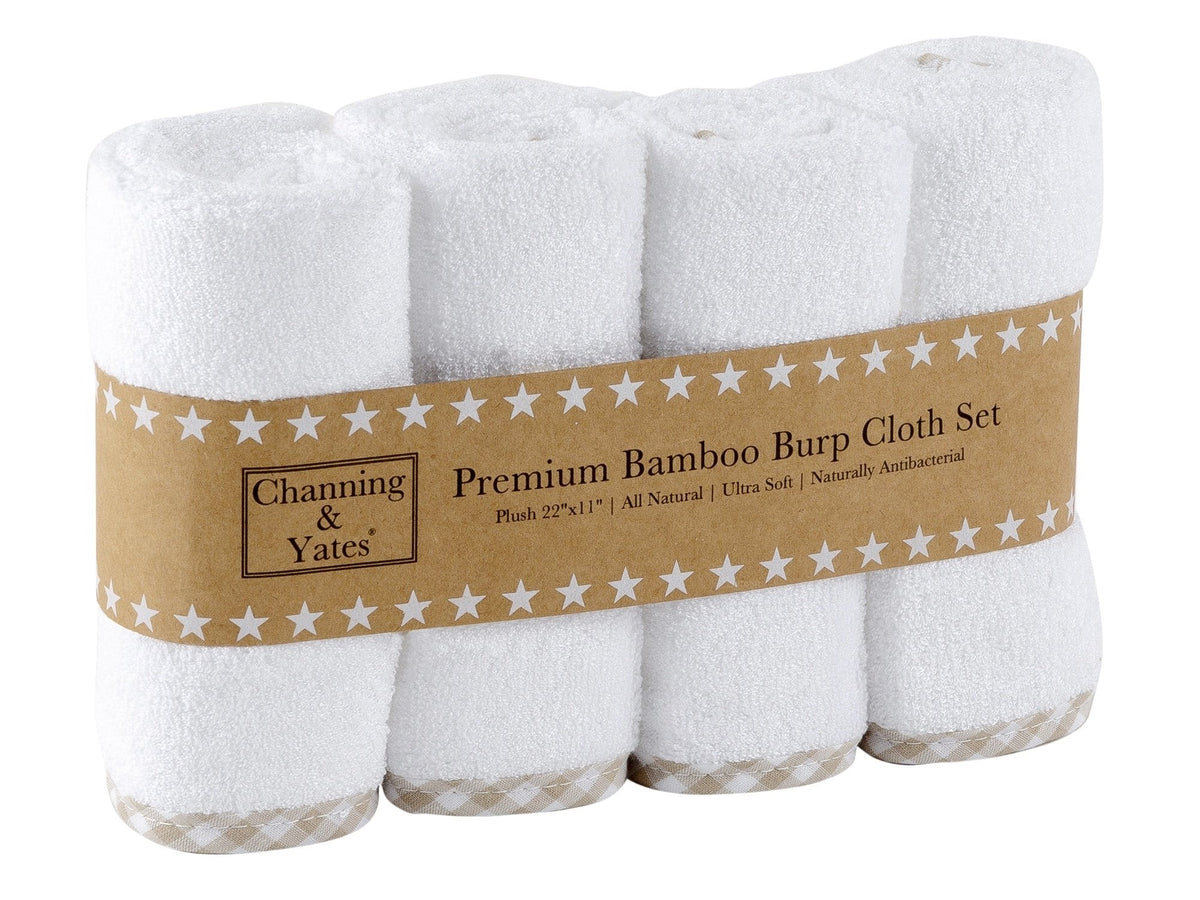 Premium Boutique Organic Burp Cloths (4-Pack) Large Face Washcloths - Baby Burp Cloths for Eczema - Thick 22 x 11in
