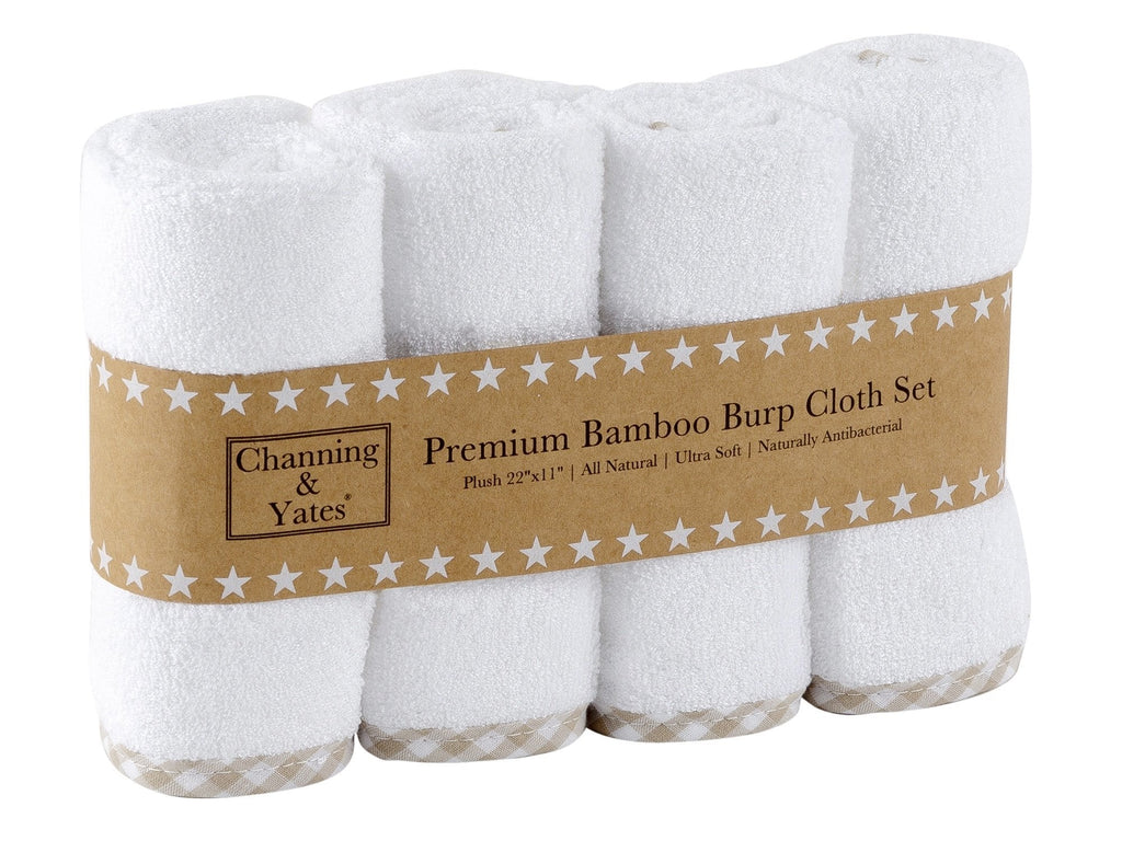 Premium Boutique Organic Burp Cloths (4-Pack) Large Face Washcloths - Baby Burp Cloths for Eczema - Thick 22 x 11in