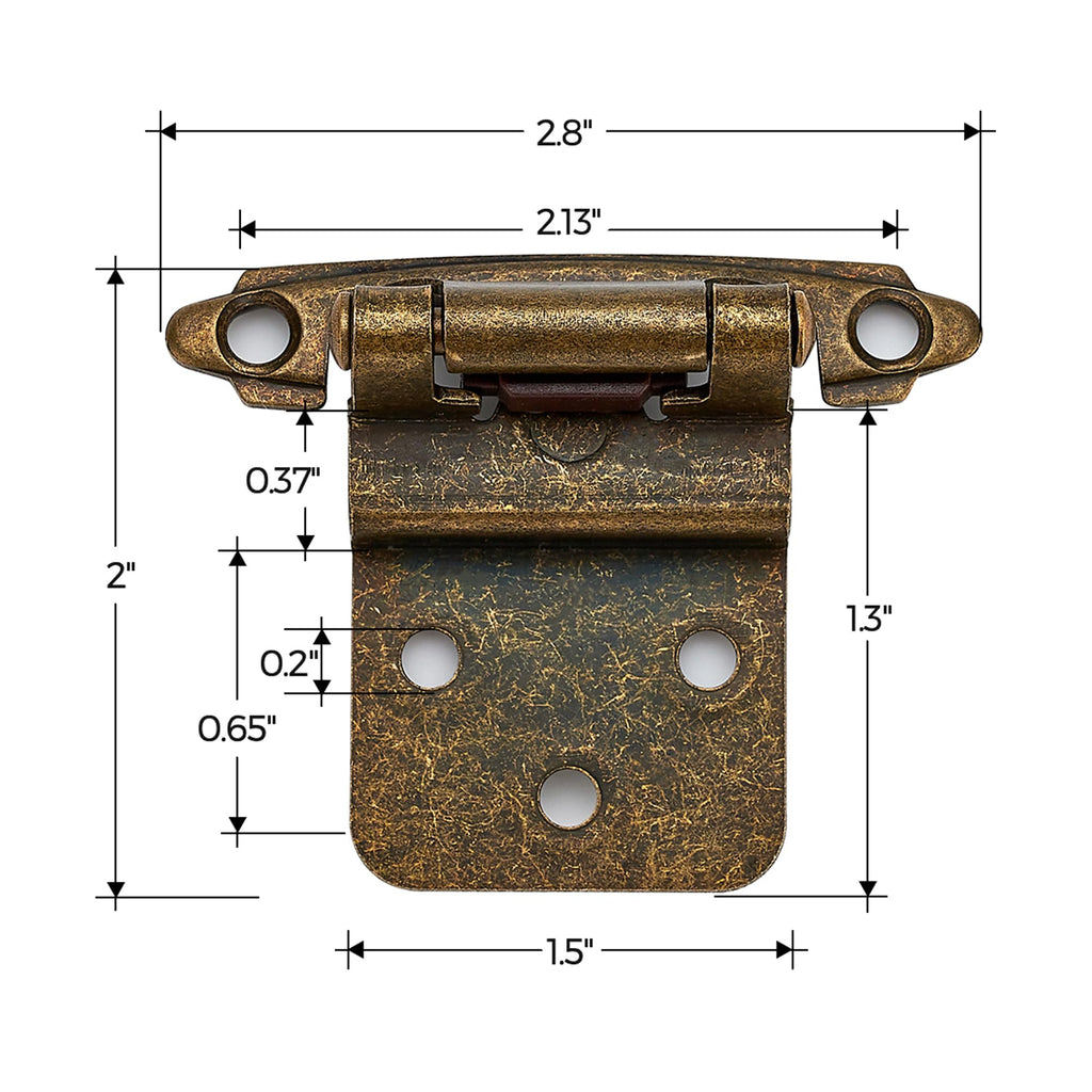 3/8" Inset Antique Brass Cabinet Hinges 50 Pack (25 Pairs)
