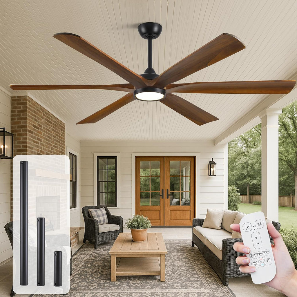72" Ceiling Fan with LED Light and Remote - Walnut