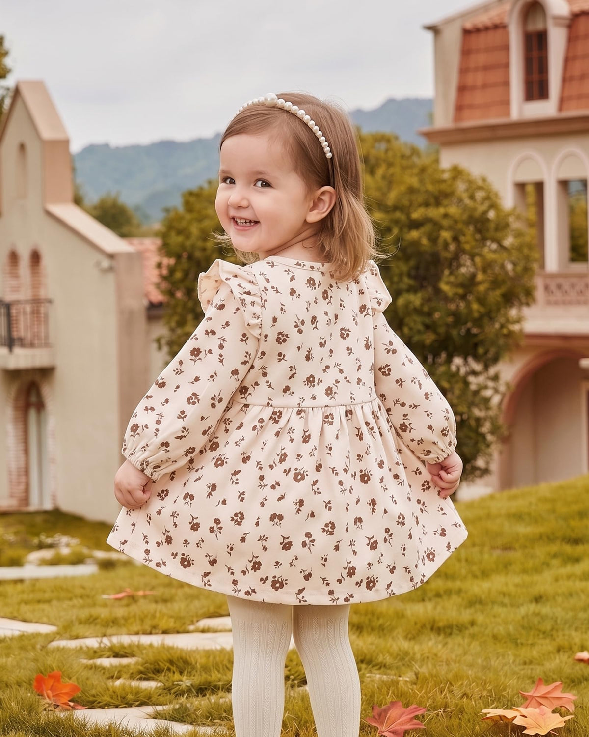 Toddler Dresses Fall Baby Girl Outfits Apricot Clothes