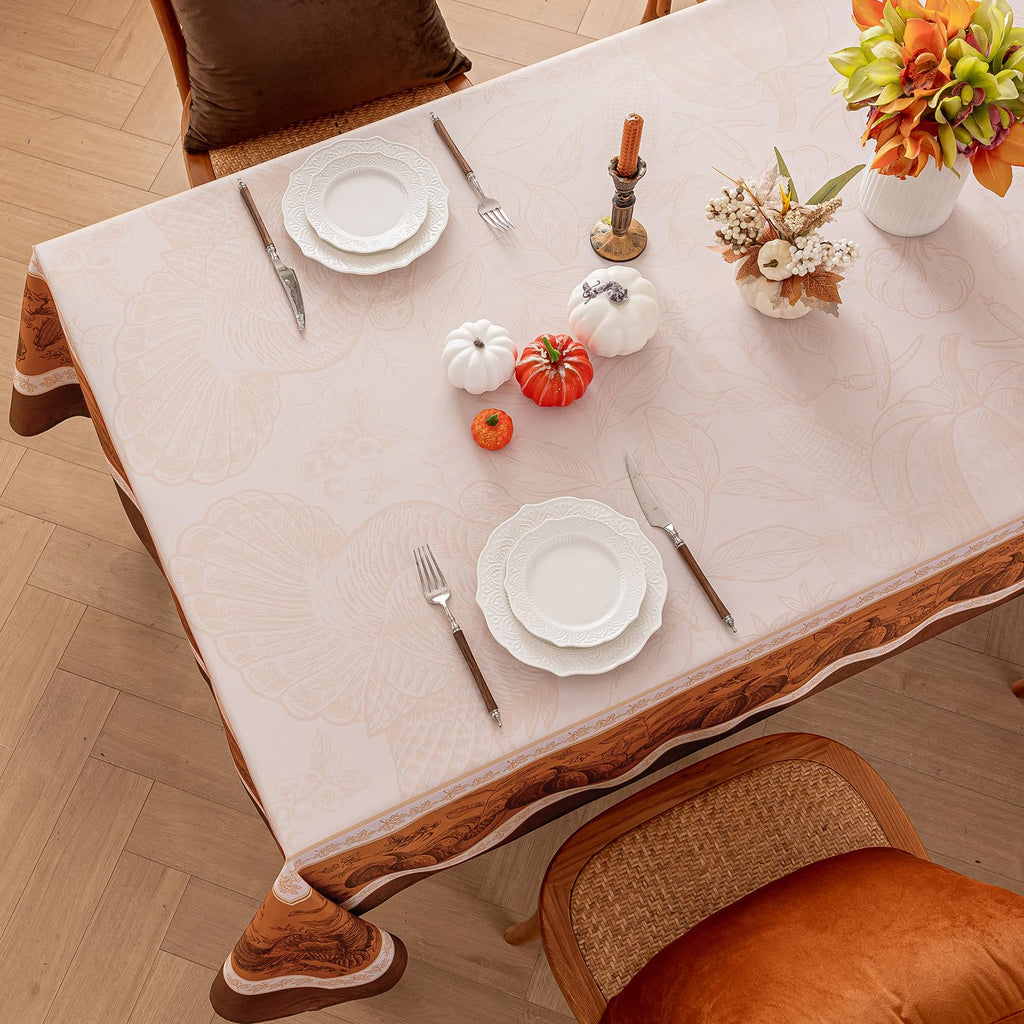 Fall Thanksgiving Square Tablecloth 54 x 54 Inch, Orange