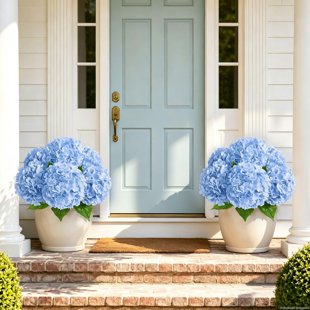 4 Pcs Real Touch Hydrangea Artificial, Blue