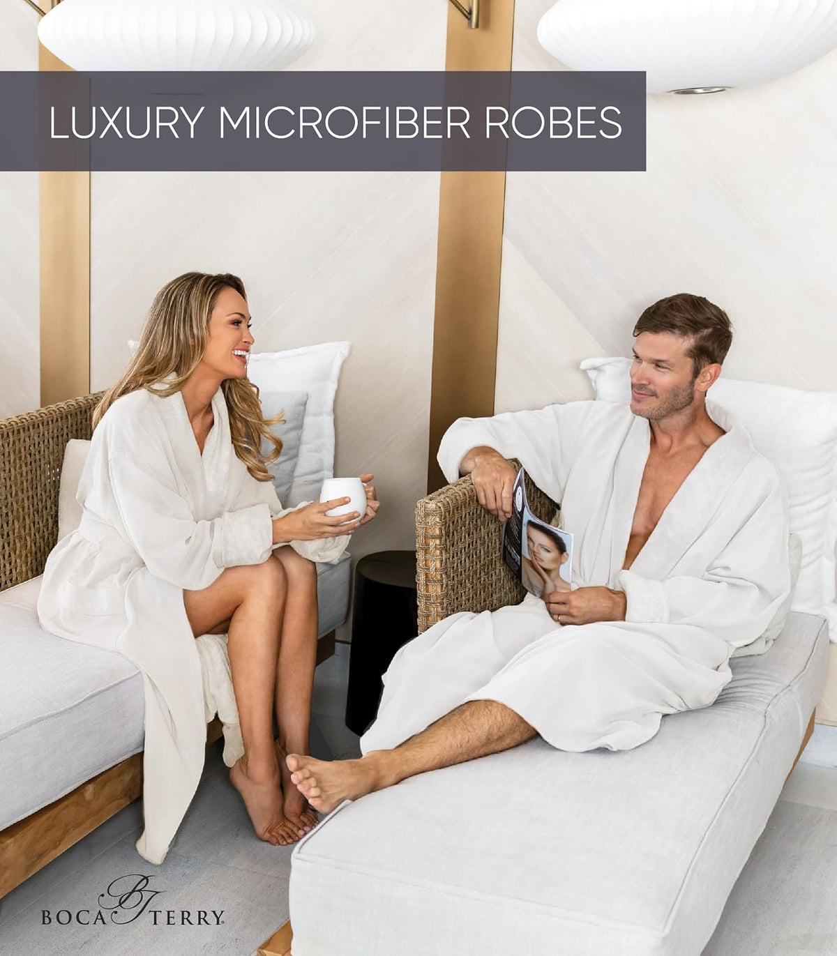 Men's Luxury Hotel Robe by Boca Terry, Microfiber Spa & Resort Bath Robe | Soft, warm hotel-style bathrobe, full