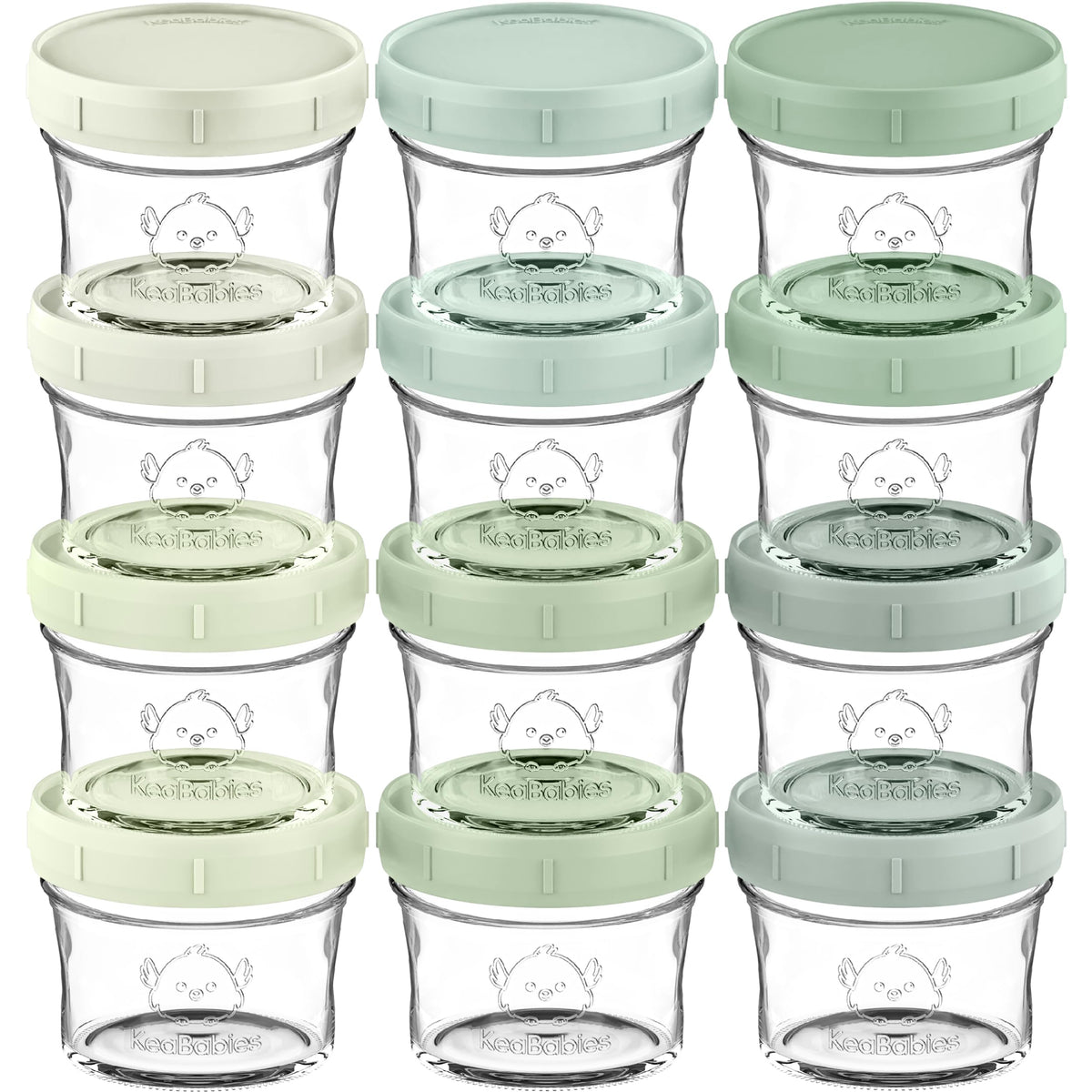 12pk 4oz Glass Baby Food Containers with Lids, BPA-Free, Sage