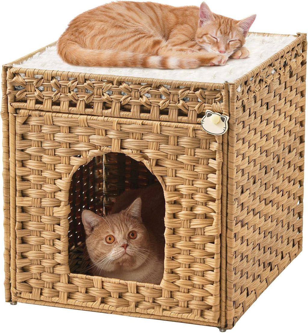 Cat Beds for Indoor Cats Extra Large Double Cat Cave, Natural