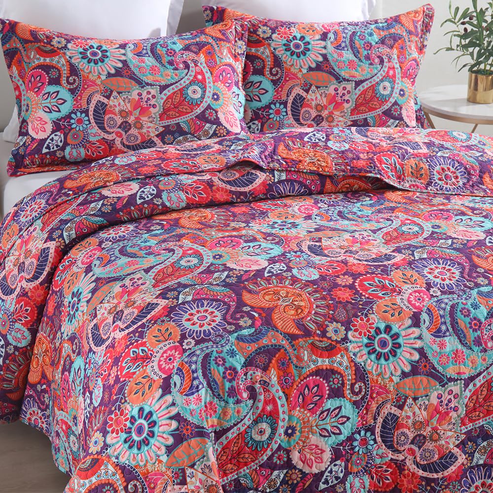 Quilt Sets, 100% Cotton Breathable Bedspread, Lightweight Reversible Quilted Coverlet, Farmhouse Bedroom