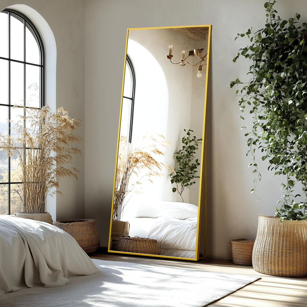 Full Length Mirror with Stand, 69x24 Gold Floor Mirror