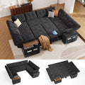 8 Seat Modular Sectional Sleeper Sofa with Pull Out Bed, U-Shaped Couch with Reclining Backrest, Lift Top Storage