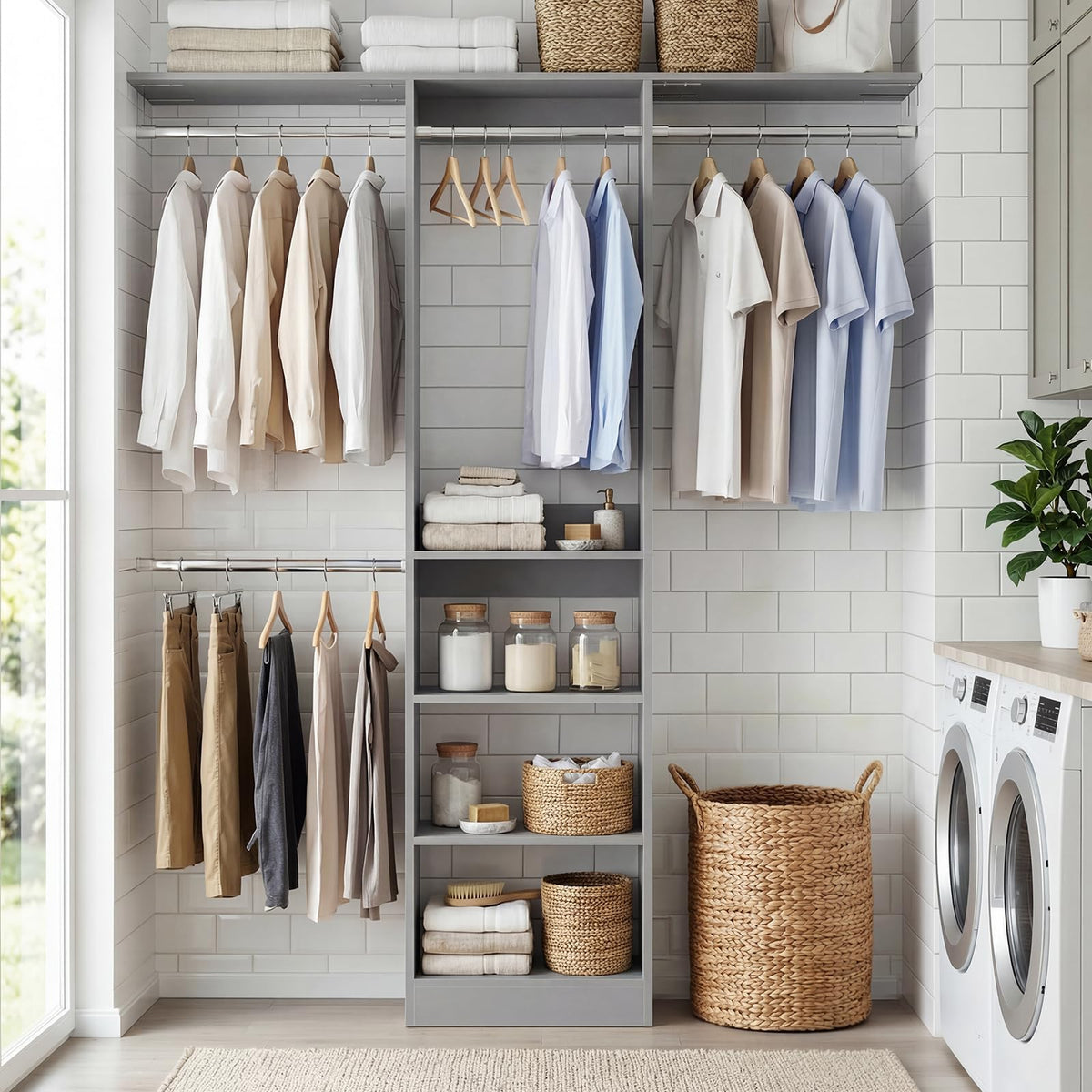 4FT Closet System for Small Space, 80"H, Grey