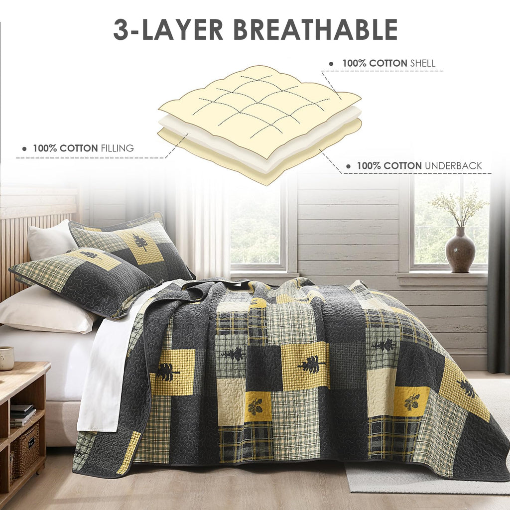 Cabin Plaid Quilt - 100% Cotton Western Bedding Set