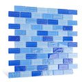 Glass Tile Mosaic Backsplash Mixed Blue 12 x 12 Inch Glossy Pool Glass Tile Square Mosaic Tiles for Swimming Kitchen