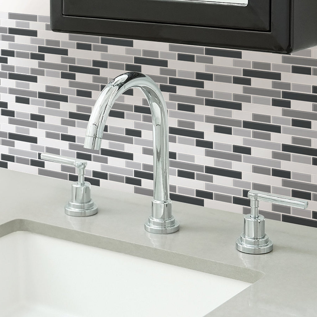 NH2362 Smoked Glass Peel & Stick Backsplash Tiles, Black