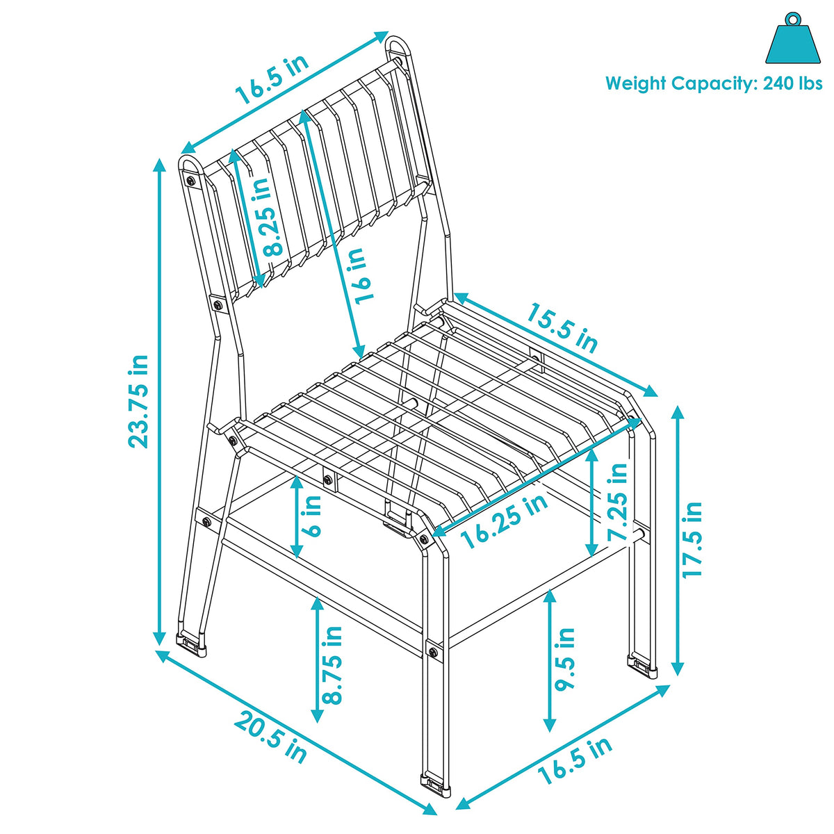 Inspired Bertoia Style Modern Steel Wire Armless Outdoor Dining Chair - Black