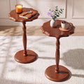 Inspired Saarinen Style 12"W Round Side Table Set of 2, Drink Table for Small Spaces, Modern Accent Nightstand w/Solid Wood Leg, Mid-Century
