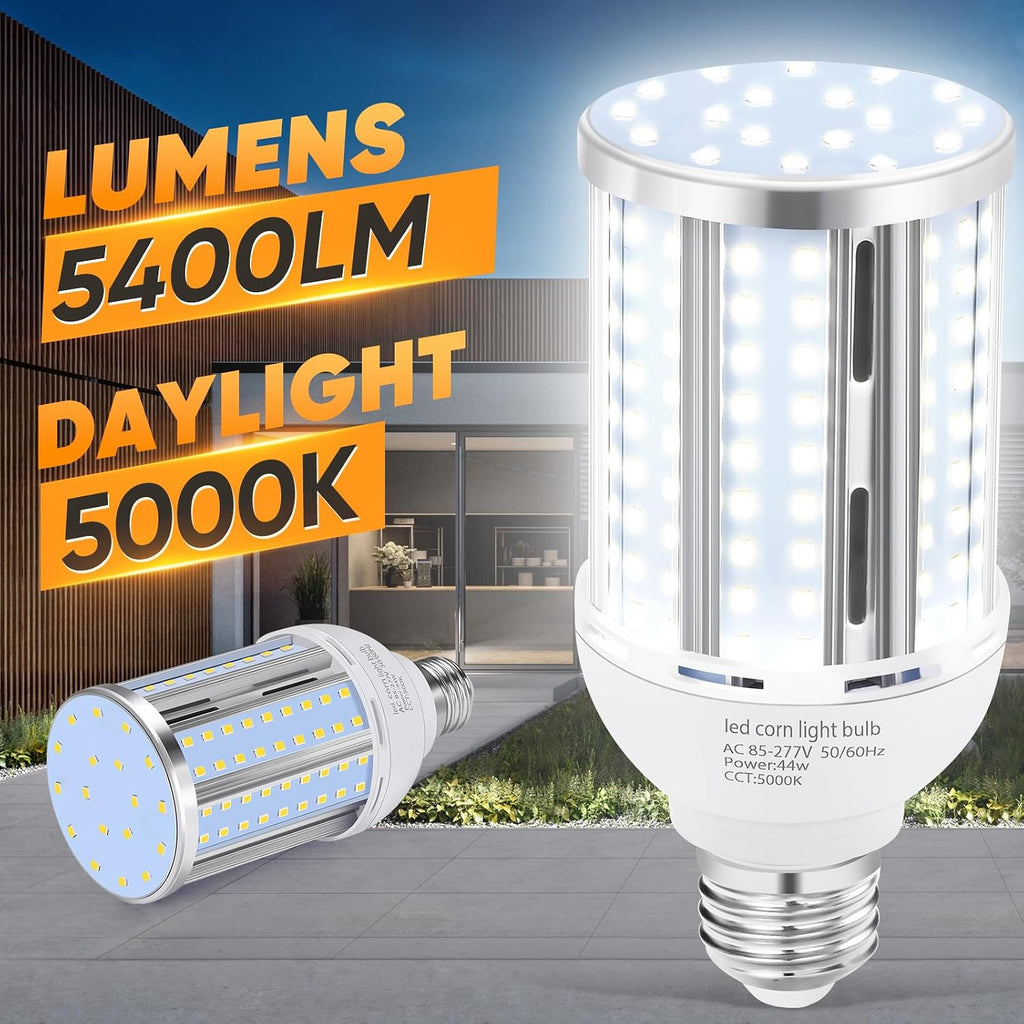 44W LED Corn Light Bulb(6 Pack),Fanless,(390 Watt Equivalent) E26/E39 Medium/Large Mogul Base LED Cob Lamp 5000K