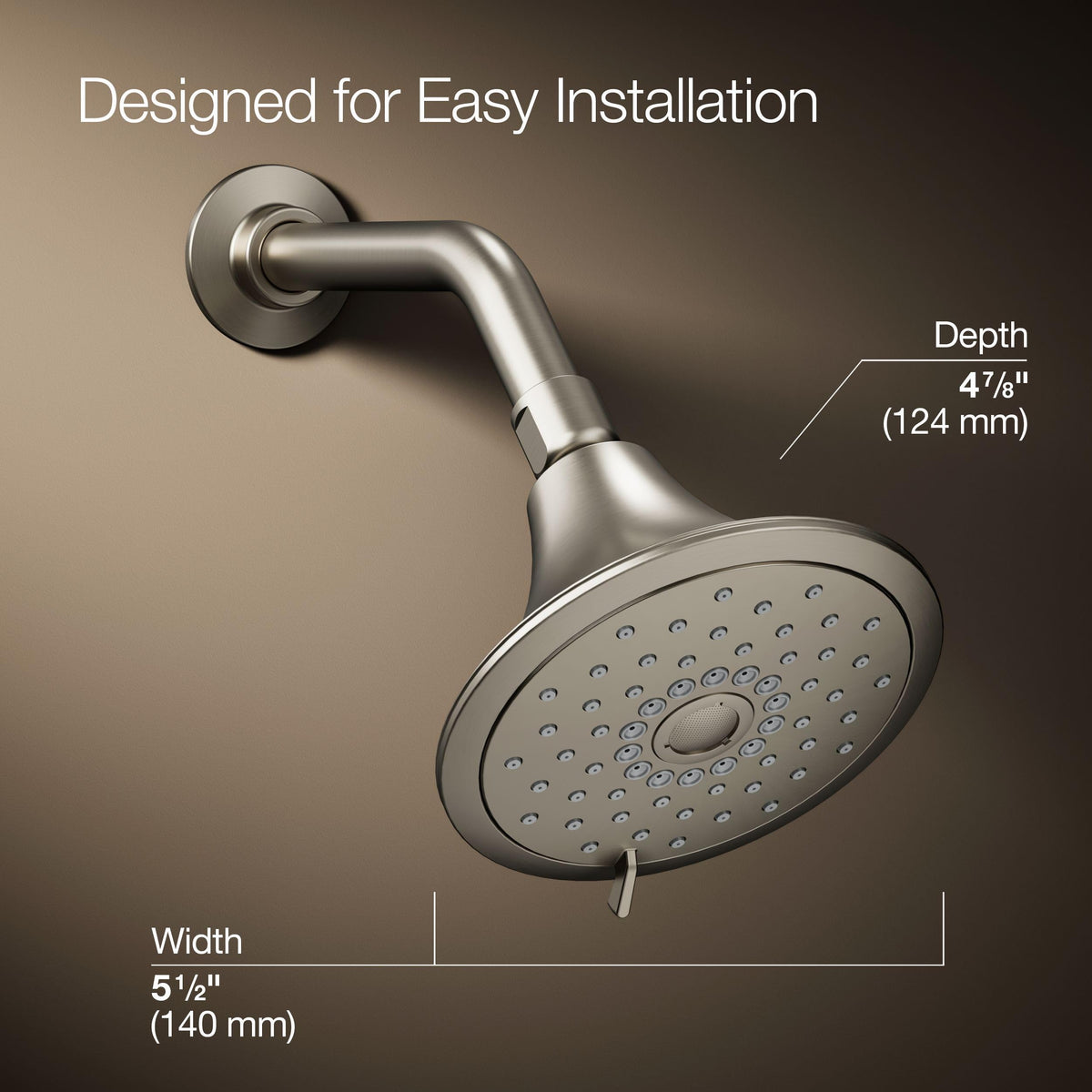 22169-BN Forté Three-Function Showerhead, 2.5 GPM, Full Coverage, Pulsating Massage, Silk Spray, Corrosion