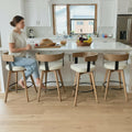 Swivel Bar Stools Set of 4-26" Counter Height Bar Stool with Footrest - Modern Wood Barstools with Linen Upholstered