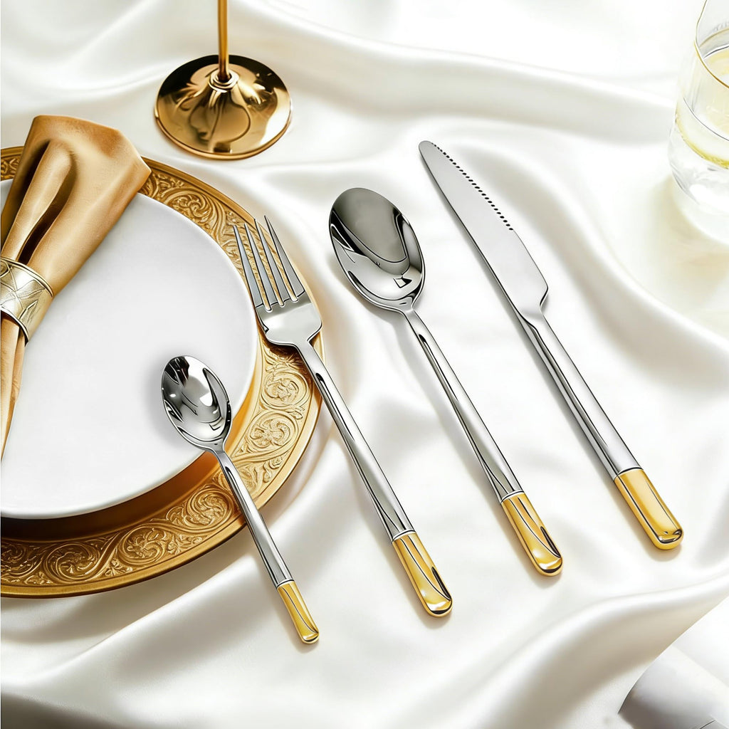 Silverware Set Service for 8, 32-Piece Modern Stainless Steel Flatware Cutlery Set, Dinnerware sets Include Fork