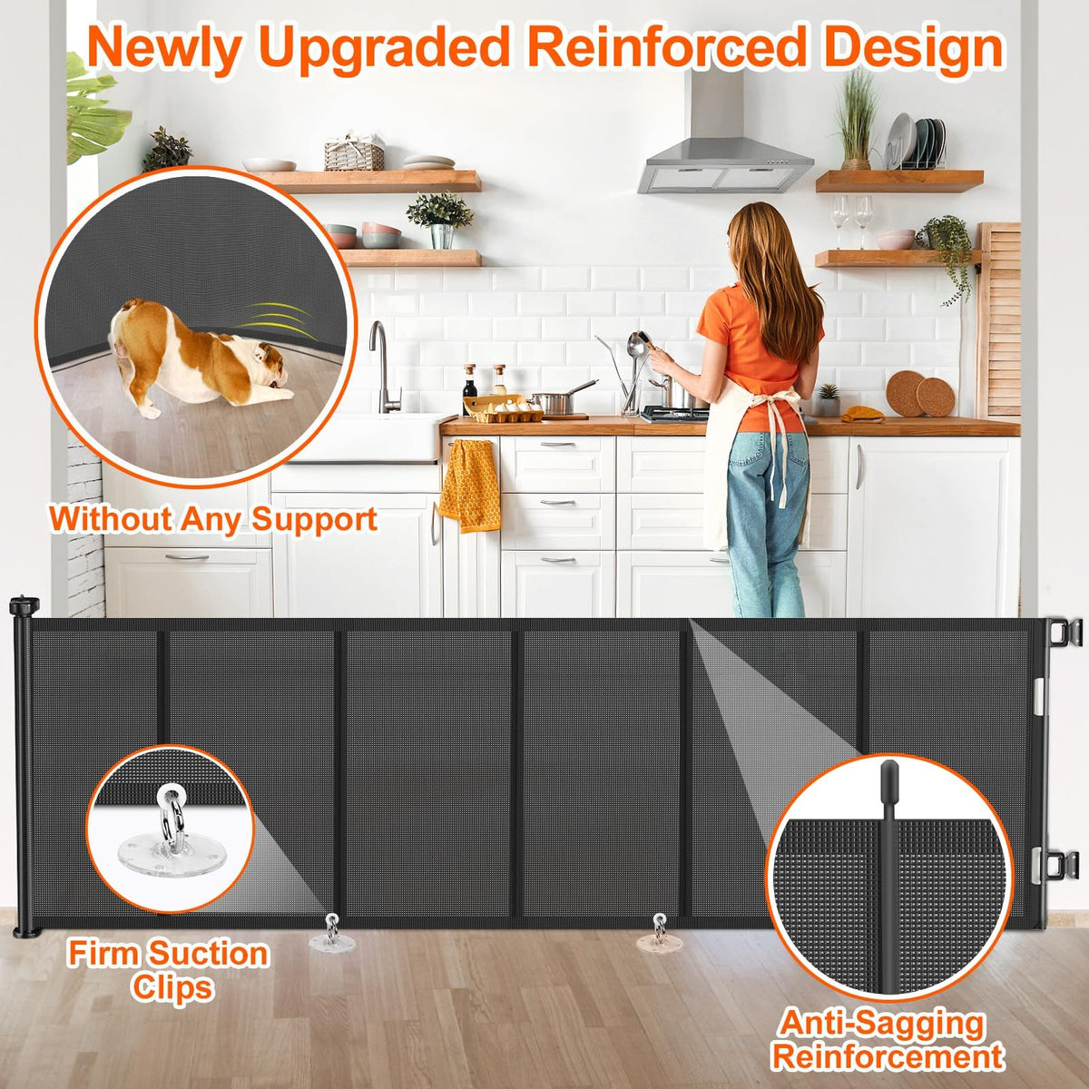 120 Inch Retractable Baby Gates Extra Wide Reinforced Baby Dog Gate