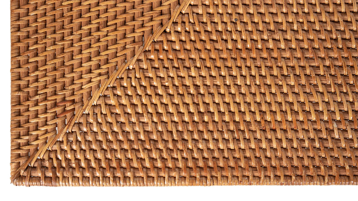 Rattan Placemats Set of 2 Woven Table Mats Honey-Brown Decor