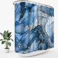 Extra Wide Marble Shower Curtain 108 x 72 for Claw Foot Tub, Blue