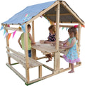 Playhouse - Kids Klubhouse Wooden Playhouse with Table & Benches - Multifunctional Toy for Fun Play & Learning