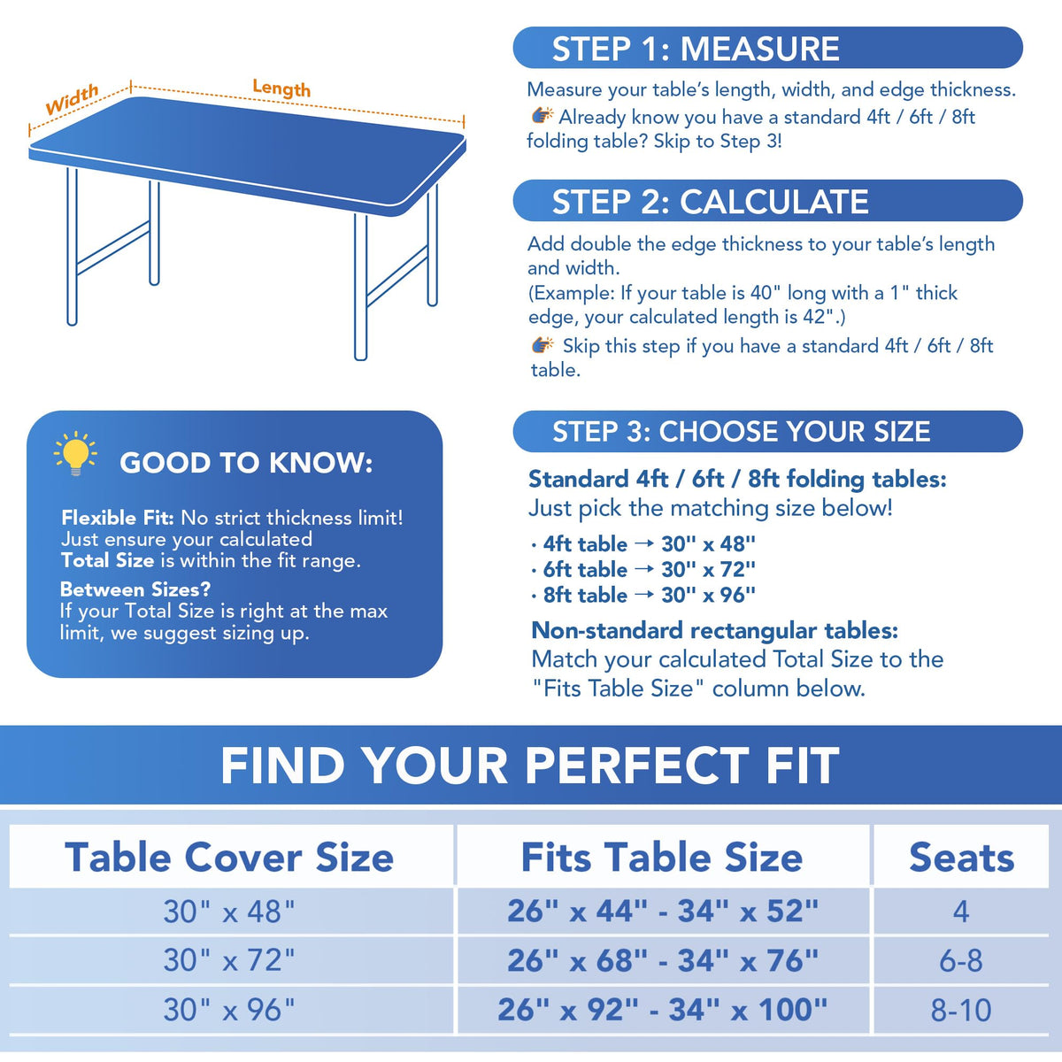 Fitted Tablecloth for 8 Foot Rectangle Tables-Black Picnic Table Covers