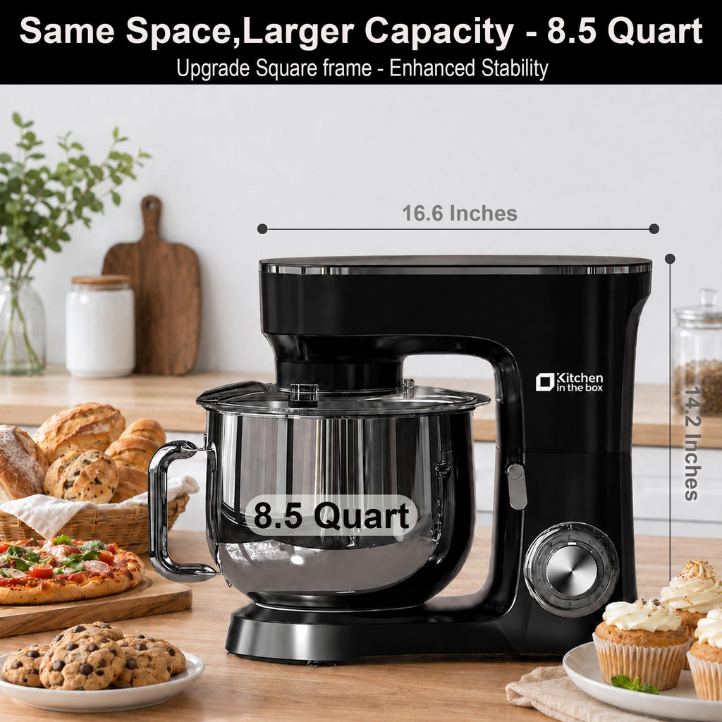 Stand Mixer 8.5 QT, 900 Watt Heavy Dough Mixer Black