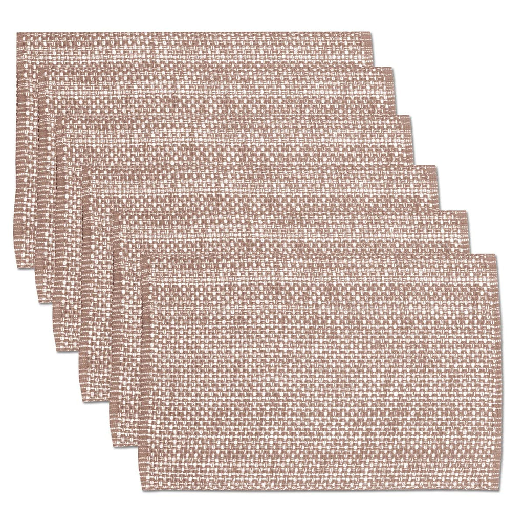 100% Cotton Placemats Rectangle Two Tone Woven Fabric 13" x 19" Soft Durable Table Mat Set, Set of 6, Taupe