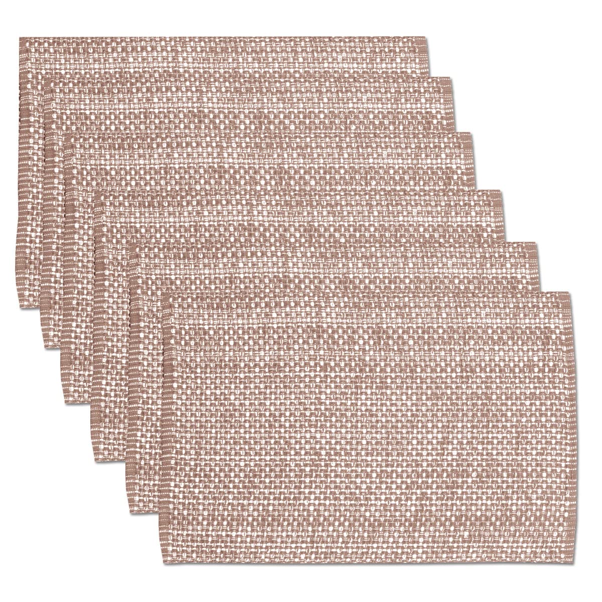 100% Cotton Placemats Rectangle Two Tone Woven Fabric 13" x 19" Soft Durable Table Mat Set, Set of 6, Taupe