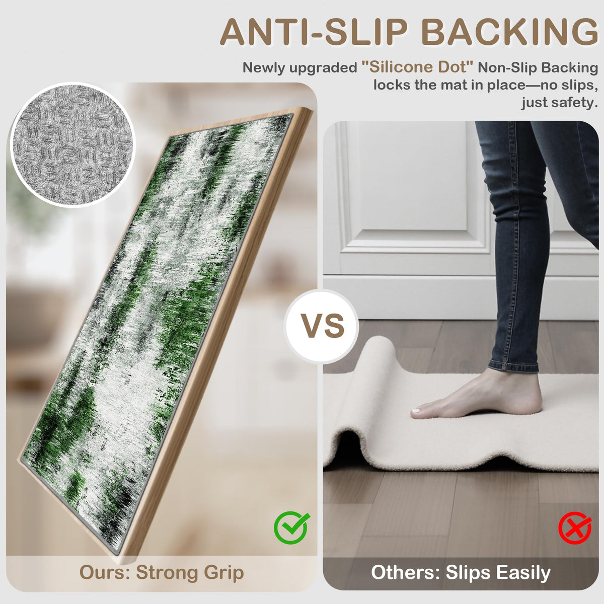Upgrade Non Slip Kitchen Rugs Sets of 3 Washable Kitchen Mats for Floor Abstract Kitchen Runner Rug Soft Floor Mat