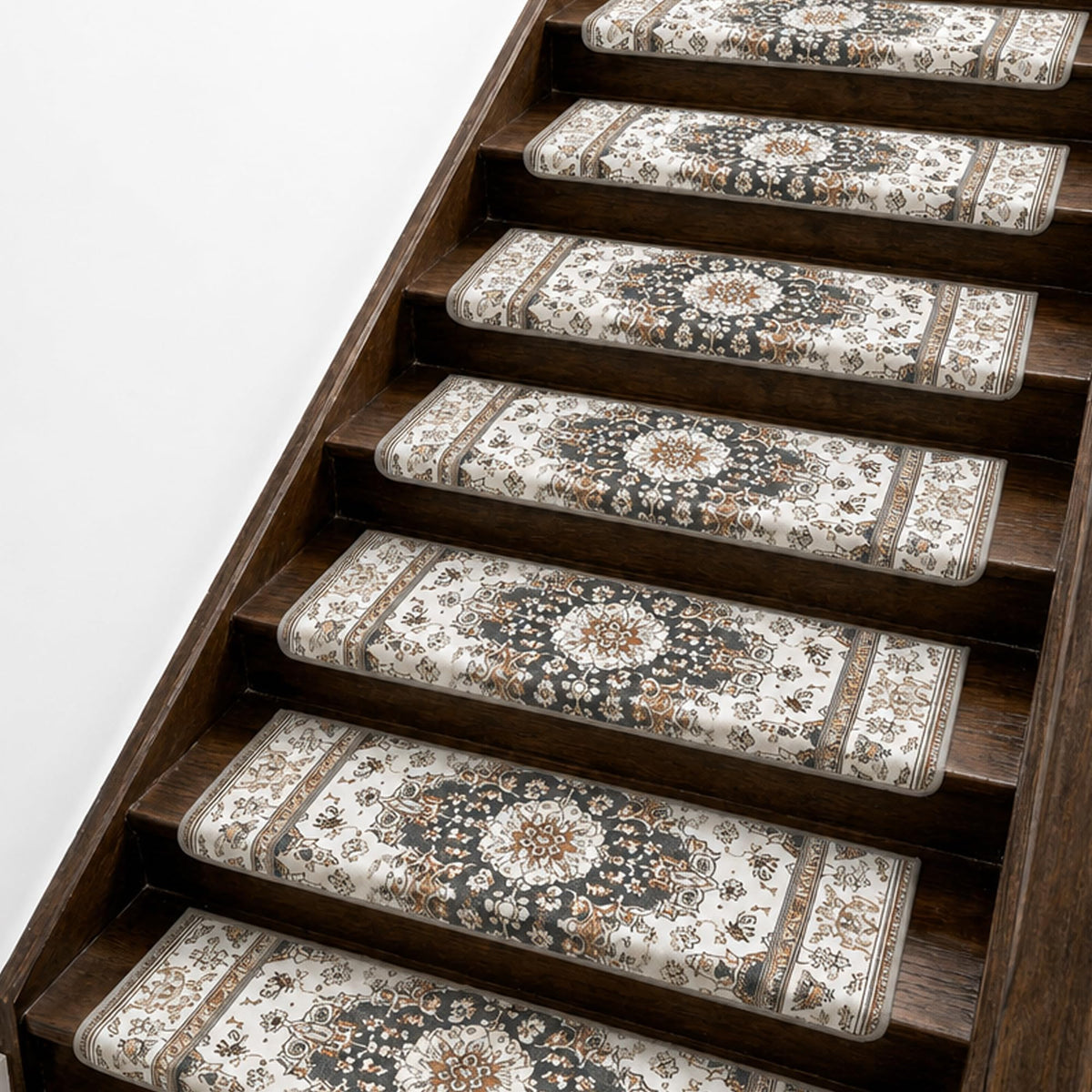 Bullnose, 14 Pack 30 x 9.5 Inch Non-Slip Carpet Mats for Wooden Steps, Protective Indoor Stairway Covers with 1.5"