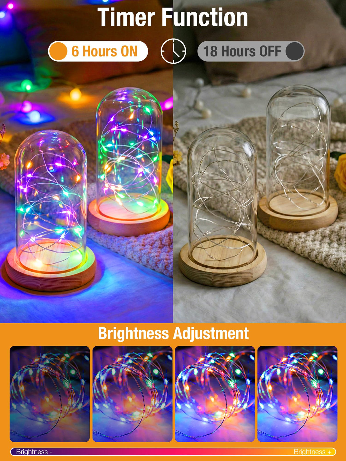 4 Pack Fairy Lights Battery Operated, 16FT 50 LED Twinkle Lights