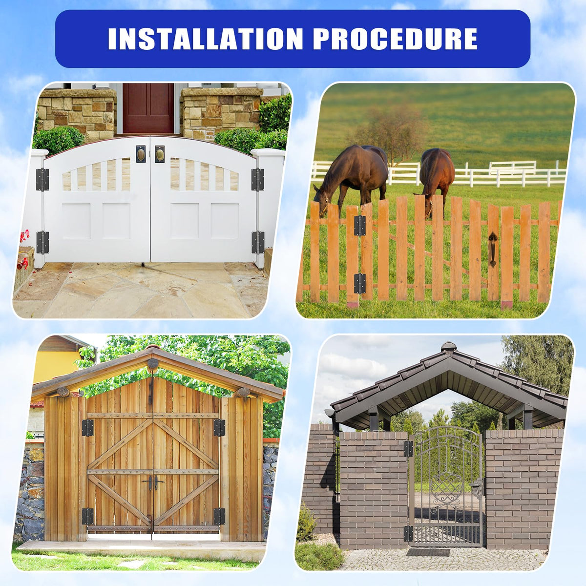 Self Closing Gate Hinges 5-3/4", Non-Adjustable Automatic Closing