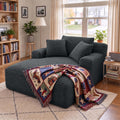 66" Chaise Lounge Chair Indoor, Corduroy Upholstered Reading Chair Oversized Boneless Chair, Cloud Lounge Chair with