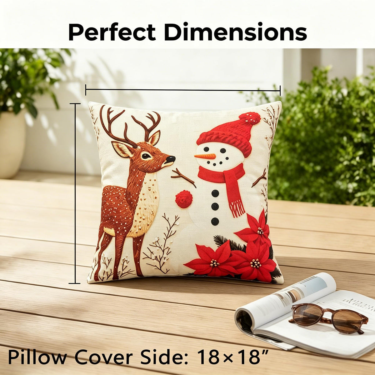 Christmas Snowman Pillow Covers 18x18 Inch, Set of 2 Outdoor Throw Pillow Covers with Pillow Inserts Included