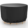 Round Patio Furniture Cover, Waterproof Outdoor Table Covers, Windproof Heavy Duty Patio Furniture Cover for Outdoor
