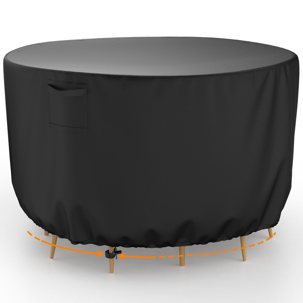 Round Patio Furniture Cover, Waterproof Outdoor Table Covers, Windproof Heavy Duty Patio Furniture Cover for Outdoor