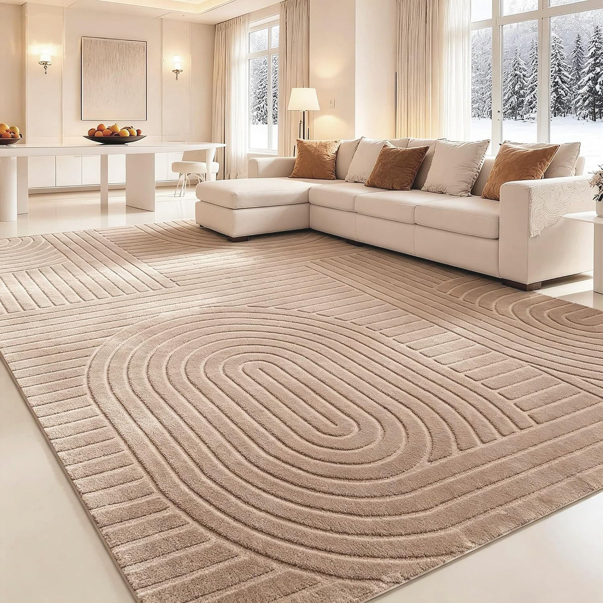 Brown Solid Color Area Rug, Washable with a Non-Slip Backing