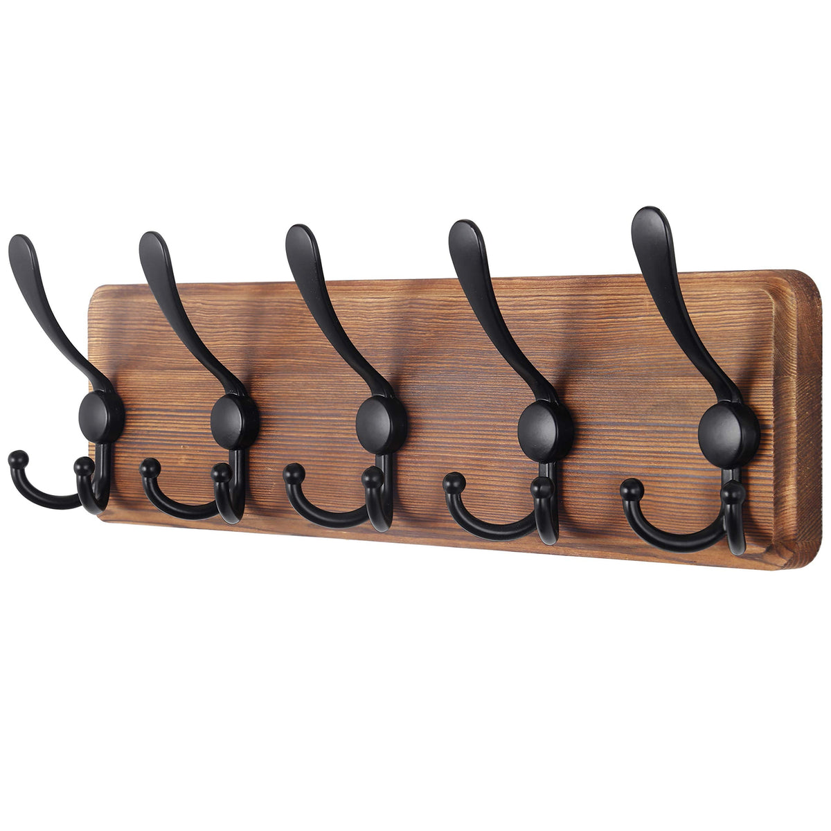 Rustic Coat Rack Wall Mount, 16" Stud Spacing, Solid Wood, Brown