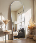 Arched Full Length Mirror with Stand, 69x24 Silver Floor Mirror