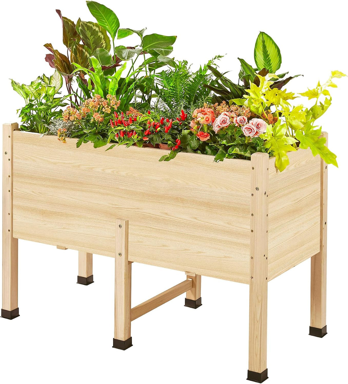 4x2 Ft Raised Garden Bed with Legs and Drainage Holes | 16 Inch Deep Elevated Wood Planter Box for Vegetables