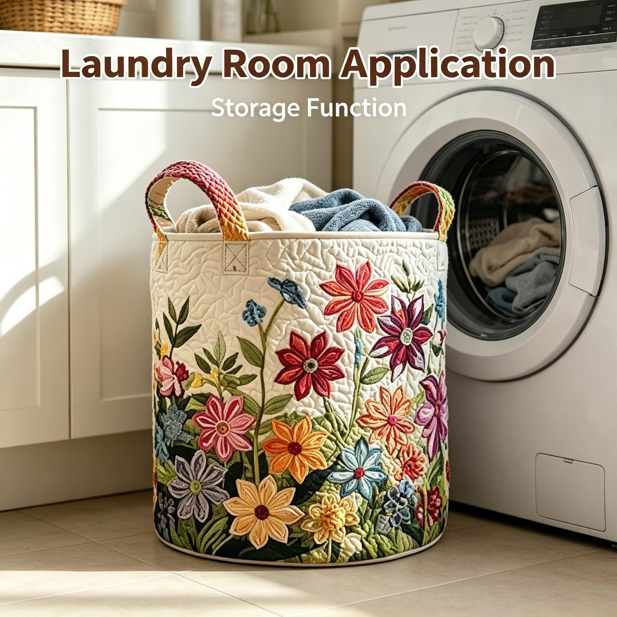 Handles Collapsible Storage Hamper 3D Embossed