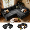 Oversized Sectional Sleeper Couch, 8 Seat Modular Sofa Pull-Out Storage Bed