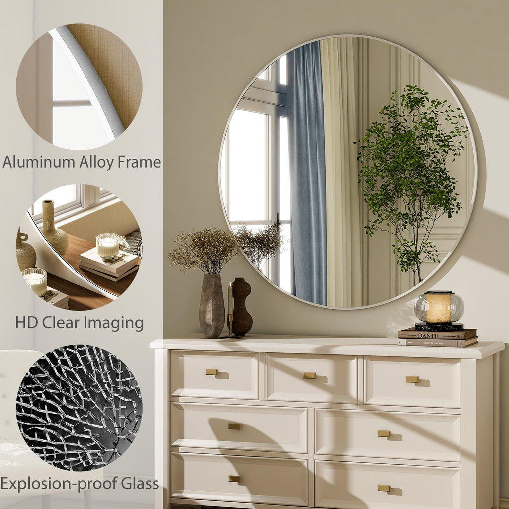 Round Mirror 30 White Wall Mounted Circle Mirrors