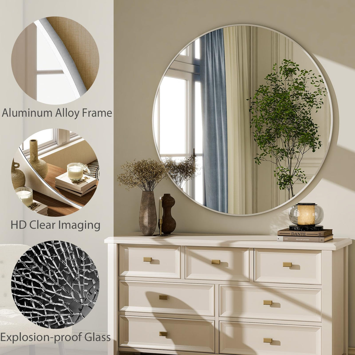 Round Mirror 30 White Wall Mounted Circle Mirrors